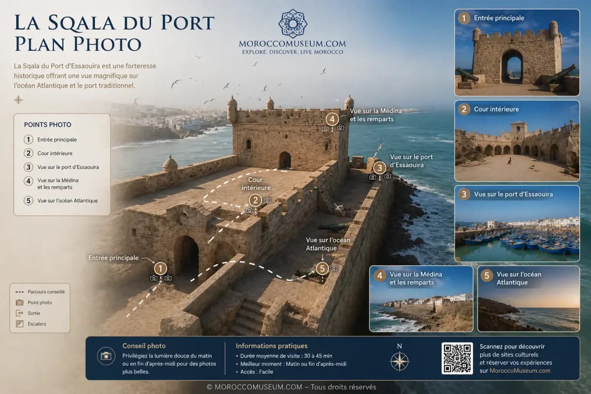 Sqala du Port Essaouira, remparts historiques et vue sur l’océan Atlantique